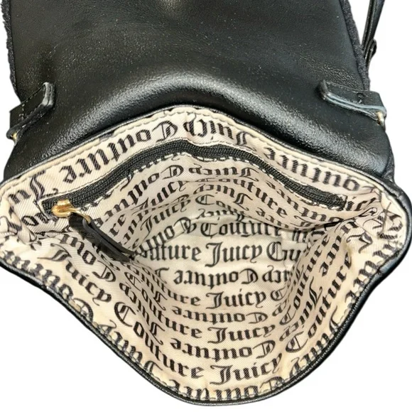 Juicy by Juicy Couture Crowning Glory Black Faux Fur Crossbody Bag with Charms - Picture 10 of 12
